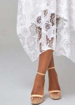 White Mesh Stitching Sheer Asymmetric Hem Floral Print Dress 15 White Mesh Stitching Sheer Asymmetric Hem Floral Print Dress -Ethereal Swim 292499 P 16503484188786