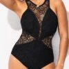 Black Lace Stitching One Piece Swimwear -Ethereal Swim 292555 P 16431633896230