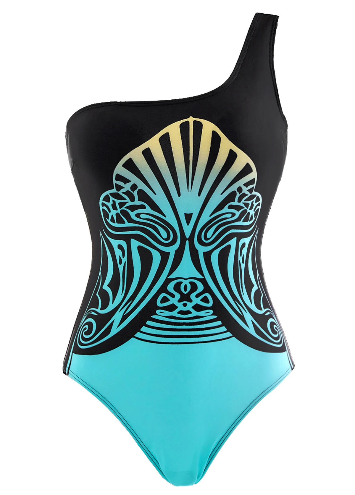 Tribal Print Black Wide Strap One Piece Swimwear 3 Tribal Print Black Wide Strap One Piece Swimwear