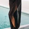 Black Side Slit Glitter Fabric Stitching Beach Pants -Ethereal Swim 292765 P 16402553180380