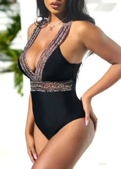 Leopard Black Cutout Back One Piece Swimwear -Ethereal Swim 292768 P 16406671939482
