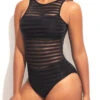 Sheer Black Wide Strap Cutout One Piece Swimwear -Ethereal Swim 295437 P 16474852711390