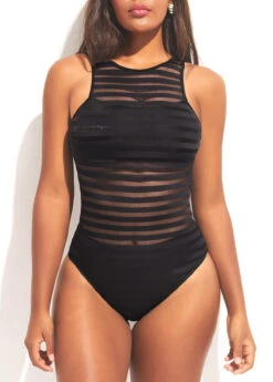 Sheer Black Wide Strap Cutout One Piece Swimwear 10 Sheer Black Wide Strap Cutout One Piece Swimwear -Ethereal Swim 295437 P 16474852719062