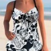 Paisley Print White Bowknot Tankini Set -Ethereal Swim 295439 P 1641357740699
