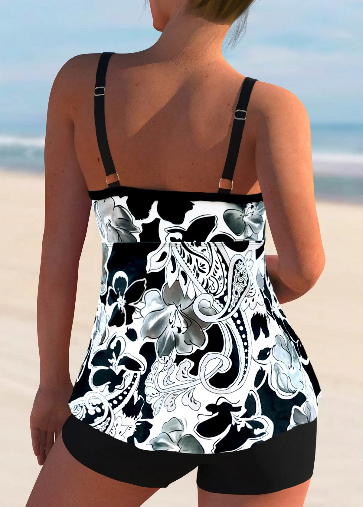 Paisley Print White Bowknot Tankini Set 4 Paisley Print White Bowknot Tankini Set - Image 2