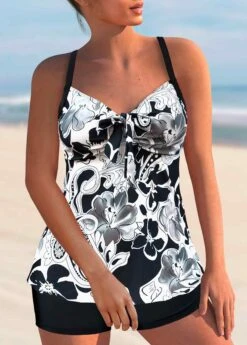 Paisley Print White Bowknot Tankini Set 7 Paisley Print White Bowknot Tankini Set -Ethereal Swim 295439 P 1641357741355