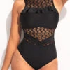 Lace Stitching Black Flounce One Piece Swimwear -Ethereal Swim 295581 P 16474852649830