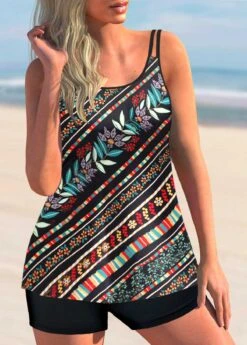 Floral Print Double Straps Multi Color Tankini Set -Ethereal Swim 299893 P 1646898599809