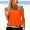 Tribal Print Coral Orange Tie Side Tankini Set -Ethereal Swim 301358 P 1648091677529