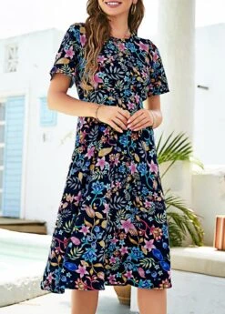 Open Back Floral Print Navy Blue Dress 9 Open Back Floral Print Navy Blue Dress -Ethereal Swim 302447 P 1648880577696