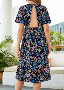 Open Back Floral Print Navy Blue Dress 7 Open Back Floral Print Navy Blue Dress -Ethereal Swim 302447 P 1648880577758