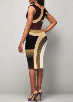 Brown Printed Sleeveless V Neck Dress 11 Brown Printed Sleeveless V Neck Dress -Ethereal Swim 305433 P 1661837634725