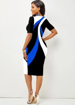 Black Short Sleeve Round Neck Contrast Dress 8 Black Short Sleeve Round Neck Contrast Dress -Ethereal Swim 308506 P 16606464981921