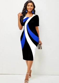 Black Short Sleeve Round Neck Contrast Dress 9 Black Short Sleeve Round Neck Contrast Dress -Ethereal Swim 308506 P 16606464984862