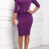 Purple Faux Two Piece 3/4 Sleeve Dress -Ethereal Swim 309745 P 16609050842793