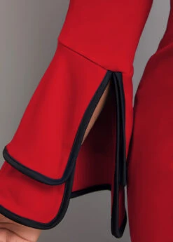 Wine Red Contrast Binding Belted Bodycon Dress -Ethereal Swim 318498 P 16668524484304