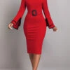 Wine Red Contrast Binding Belted Bodycon Dress -Ethereal Swim 318498 P 16668524488930