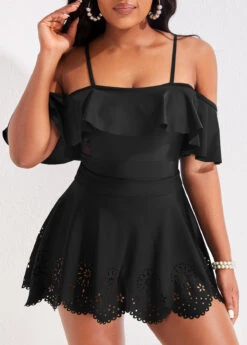 High Waisted Black Hollow Swim Skirt -Ethereal Swim 318502 P 16711017806284