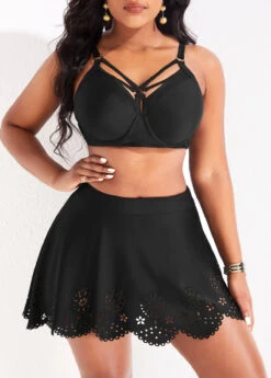 High Waisted Black Hollow Swim Skirt -Ethereal Swim 318502 P 16711017806583