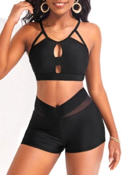 Mid Waisted Black Mesh Swim Shorts 9 Mid Waisted Black Mesh Swim Shorts -Ethereal Swim 318517 P 16728332103643