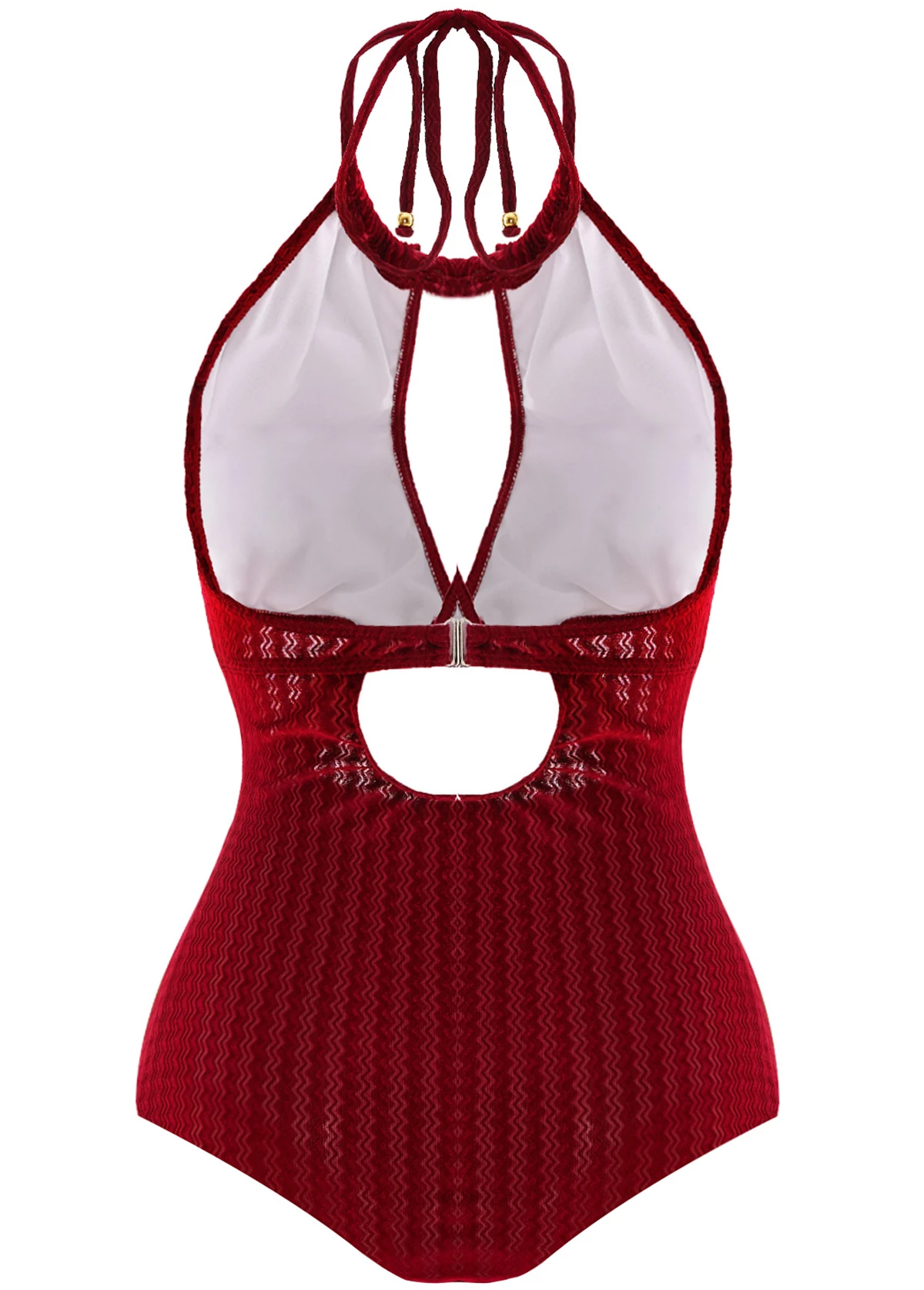 Criss Cross Wine Red Cutout One Piece Swimwear 4 Criss Cross Wine Red Cutout One Piece Swimwear - Image 2