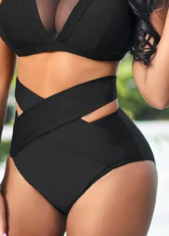 High Waisted Black Cross Strap Bikini Bottom 8 High Waisted Black Cross Strap Bikini Bottom -Ethereal Swim 319070 P 16697766701372