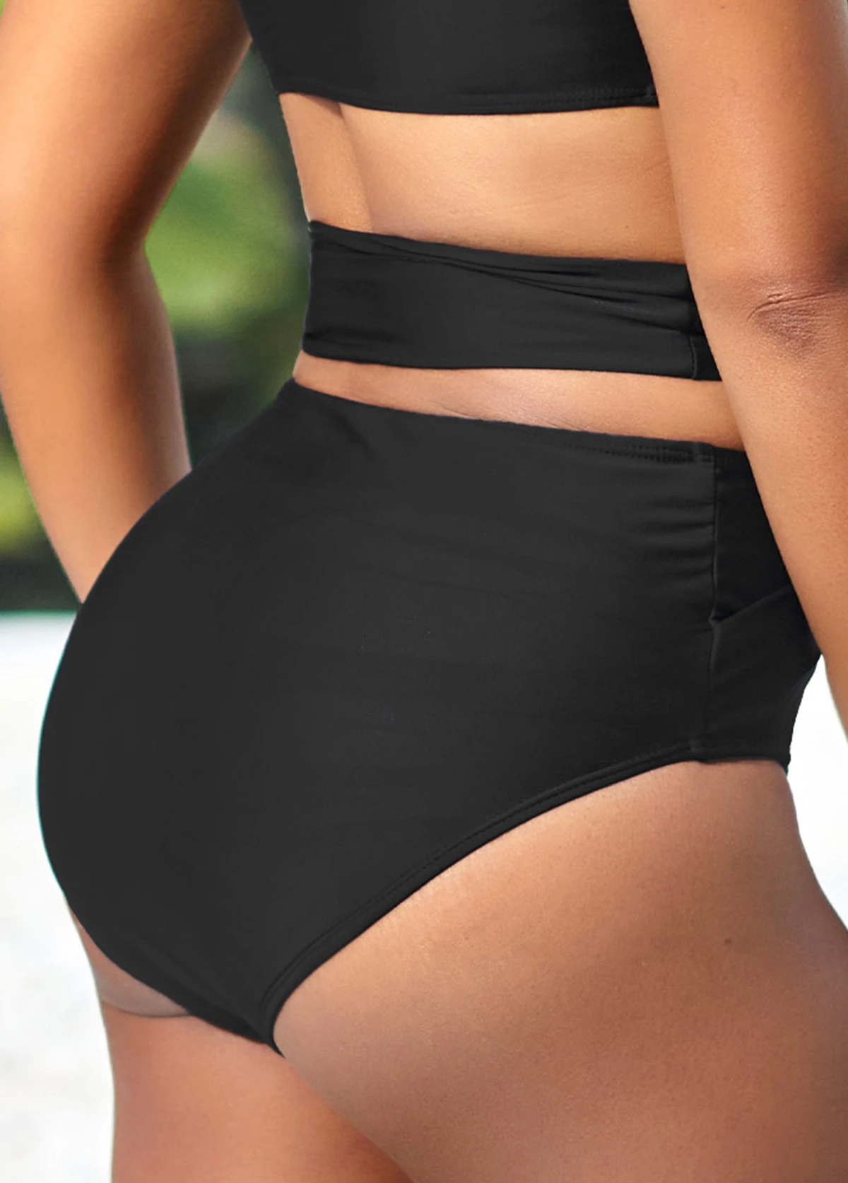 High Waisted Black Cross Strap Bikini Bottom 4 High Waisted Black Cross Strap Bikini Bottom - Image 2
