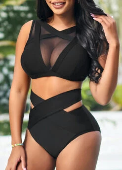 High Waisted Black Cross Strap Bikini Bottom 9 High Waisted Black Cross Strap Bikini Bottom -Ethereal Swim 319070 P 16697766709083
