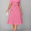 Pink Twist Short Sleeve Round Neck Dress 1 Pink Twist Short Sleeve Round Neck Dress -Ethereal Swim 319092 P 16717891968600