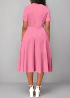 Pink Twist Short Sleeve Round Neck Dress -Ethereal Swim 319092 P 16717891968731