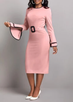 Dusty Pink Belted Long Sleeve Dress -Ethereal Swim 319270 P 16696987710733