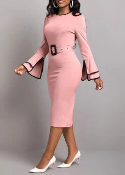 Dusty Pink Belted Long Sleeve Dress -Ethereal Swim 319270 P 16696987718862