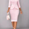 Light Pink Contrast Binding Bodycon Dress -Ethereal Swim 319643 P 16774736303590