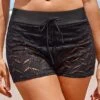 Mid Waisted Black Lace Beach Shorts -Ethereal Swim 320549 P 16750800883600