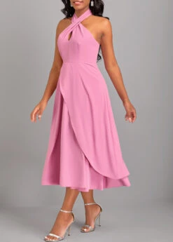 Pink Criss Cross Sleeveless Layered Dress 10 Pink Criss Cross Sleeveless Layered Dress -Ethereal Swim 320738 P 16717834291672