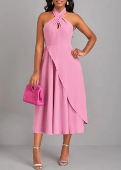 Pink Criss Cross Sleeveless Layered Dress 11 Pink Criss Cross Sleeveless Layered Dress -Ethereal Swim 320738 P 16717834297073