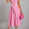 Pink Criss Cross Sleeveless Layered Dress 2 Pink Criss Cross Sleeveless Layered Dress -Ethereal Swim 320738 P 16717834299360