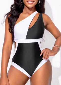 Black Contrast Cutout One Piece Swimwear -Ethereal Swim 321735 P 16709808590396