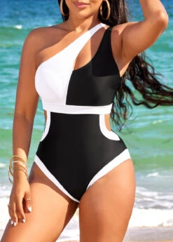 Black Contrast Cutout One Piece Swimwear -Ethereal Swim 321735 P 16709808591673