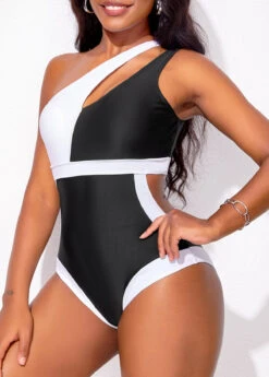Black Contrast Cutout One Piece Swimwear -Ethereal Swim 321735 P 167098085998010