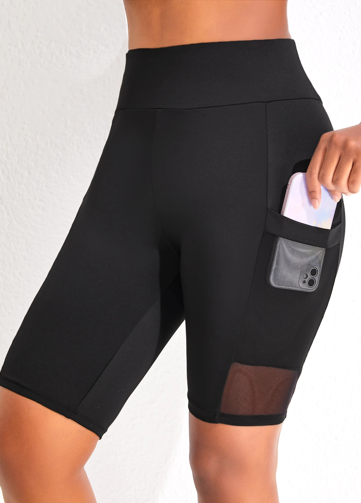 High Waisted Black Pocket Beach Shorts 3 High Waisted Black Pocket Beach Shorts