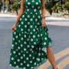 Green Tie Polka Dot Strappy Halter Maxi Dress 1 Green Tie Polka Dot Strappy Halter Maxi Dress -Ethereal Swim 322703 P 16756519186160