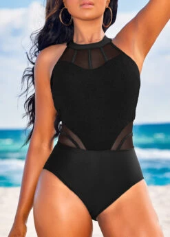 Patchwork Cutout Black One Piece Swimwear -Ethereal Swim 322939 P 16773257735953