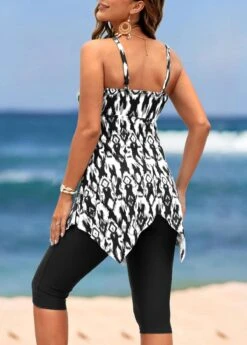 Handkerchief Hem High Waisted Black Tankini Set -Ethereal Swim 323775 P 16729199580161