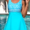 Patchwork Mid Waisted Cyan Swimdress Set -Ethereal Swim 324798 P 16780648002170
