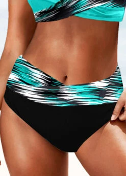 Mid Waisted Dazzle Colorful Print Black Bikini Bottom -Ethereal Swim 324926 P 1674975067345