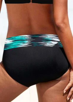 Mid Waisted Dazzle Colorful Print Black Bikini Bottom -Ethereal Swim 324926 P 1674975067529