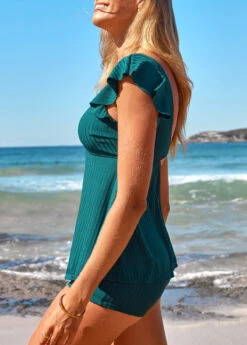 Cut Out High Waisted Turquoise Tankini Set -Ethereal Swim 325126 P 16818157357482