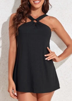 Circular Ring Mid Waisted Black Swimdress Set -Ethereal Swim 325162 P 16794712884037