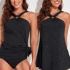 Circular Ring Mid Waisted Black Swimdress Set -Ethereal Swim 325162 P 16794712884180